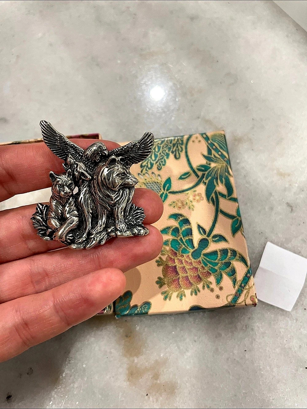 Silver-Tone Animal Brooch Pin